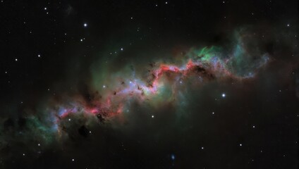 Obraz premium Vast cosmic cloud formation, with vibrant colors swirling amongst stars in deep space