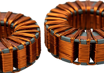 Electronic Toroidal Inductors on transparent background