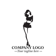 Woman Short Pants Logo Symbol in Black on the White Background Minimalist Fashion Illustration