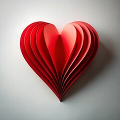 Elegant 3D Red Paper Heart on White Background Representing Love Romance and Valentines Day Celebration