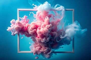 Abstract Ink Cloud Exploding Out of a Frame Vibrant Colors and Dreamy Texture for Artistic Creations