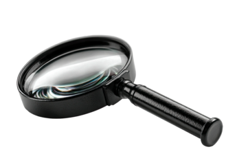 Magnifying glass with black handle on dark background