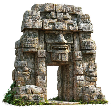 3D front view illustration of a Yucay Peru monument isolated on a white transparent background