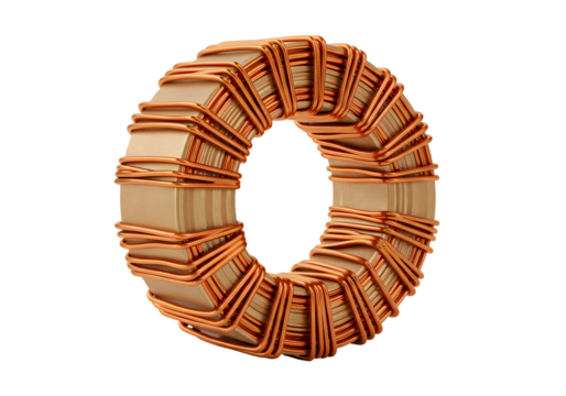 Toroidal Inductor Coil on transparent background