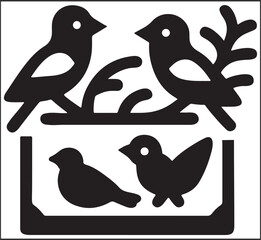 Fototapeta premium Silhouettes of birds in a stylized natural scene