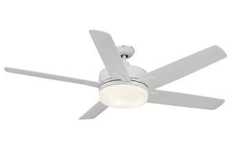 White Ceiling Fan with Light on transparent background