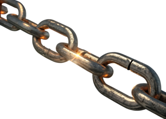 Close up of a metal chain with an implied broken link suggesting vulnerability and fragility