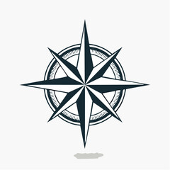 Obraz premium Compass rose icon in a flat style on a white background for navigation concept