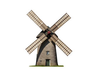 Historic Windmill on White on transparent background