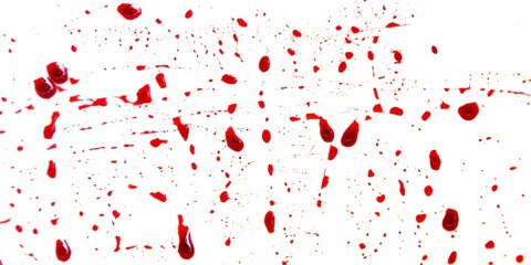 Random red blood stains texture isolated on white background