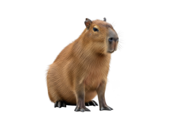 Adorable capybara rodent sitting cute animal pet wildlife nature mammal image stock photo photography isolated on transparent background
