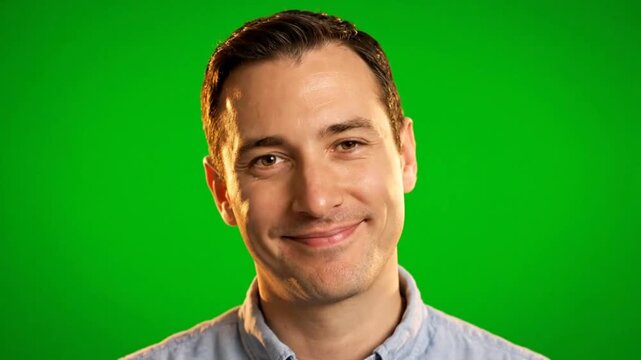 Expressive Caucasian Man Making Various Faces on a Green Screen Background.