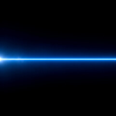Obraz premium Blue light beam effect on black background for laser technology and abstract neon line design concept