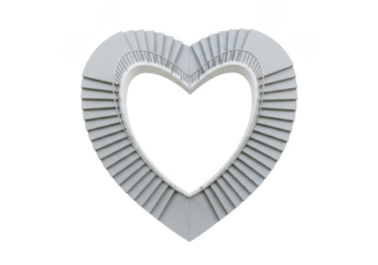Heart shaped staircase architecture design element, romantic stairway isolated, love theme building feature, isolated on transparent background