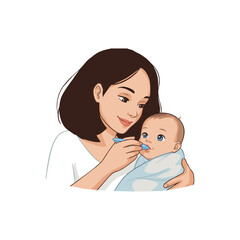 mother and baby vector