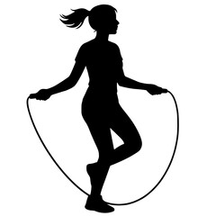 Active Girl Jumping Rope Exercise Silhouette