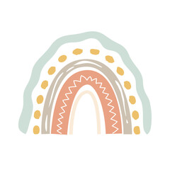 Boho Rainbow with Wavy Edge in Muted Earth Tones Vector Drawing