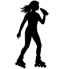 Energetic Young Girl Roller Skating Silhouette