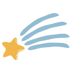 Whimsical Shooting Star with Wide Blue Trails