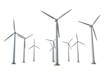Wind Energy Turbines Group on transparent background