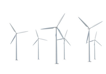 Wind Turbines on Black on transparent background