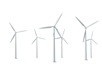 Wind Turbines on Black on transparent background