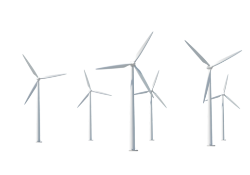 Wind Turbines on Black on transparent background