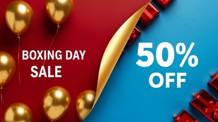 Boxing day sale with 50 percent off and gift boxes - Powered by Adobe