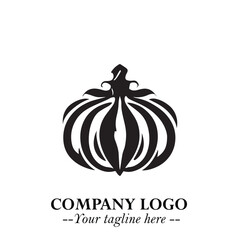 Pumpkin Logo Symbol in Black on the White Background Minimalist Vegetable Vector Illustration