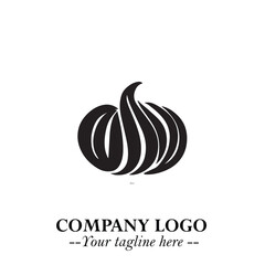 Pumpkin Logo Symbol in Black on the White Background Minimalist Vegetable Vector Illustration