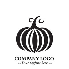 Pumpkin Logo Symbol in Black on the White Background Minimalist Vegetable Vector Illustration