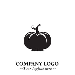 Pumpkin Logo Symbol in Black on the White Background Minimalist Vegetable Vector Illustration