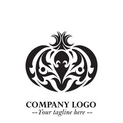 Pumpkin Logo Symbol in Black on the White Background Minimalist Vegetable Vector Illustration