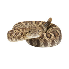 Fototapeta premium Coiled Western Diamondback Rattlesnake Isolated on Background