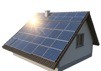 Bright Solar Panel Roof on transparent background