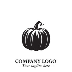 Pumpkin Logo Symbol in Black on the White Background Minimalist Vegetable Vector Illustration
