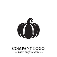Pumpkin Logo Symbol in Black on the White Background Minimalist Vegetable Vector Illustration