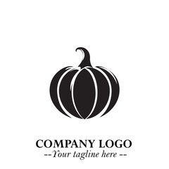 Pumpkin Logo Symbol in Black on the White Background Minimalist Vegetable Vector Illustration
