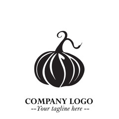 Pumpkin Logo Symbol in Black on the White Background Minimalist Vegetable Vector Illustration