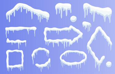 Snowcap arrow, circle, and square frames with ice