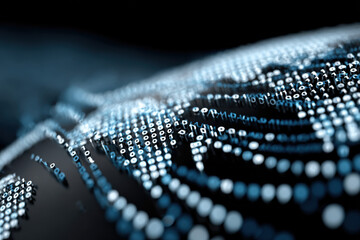 Flow of digital binary numbers representing global data transfer