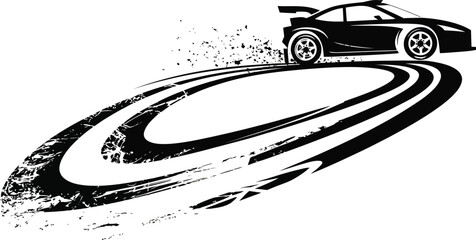 Dynamic car drifting creating tire smoke trails abstract art motion sport © mdnirobsardar05