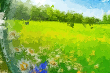 Various oil paintings, floral landscapes, chrysanthemums, butterflies, cottages, forests, fruits, streams