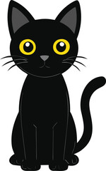 black cat with glowing eyes  vector illustration o.eps