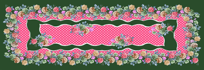 digital floral flower and ajrakh with geometric effect texture dupatta design for kurti garment dress ready to print 