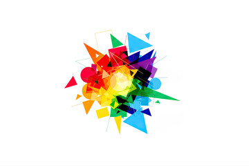 - Abstract geometric explosion in bright rainbow colors for design