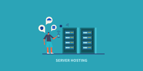 Administrator uses mobile app monitoring cloud server status, manage security protocol and AI platform infrastructure with WIFI accessibility. 