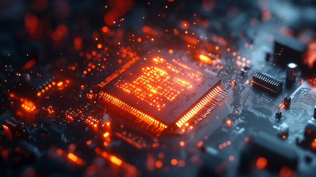 A floating glowing microchip drifts in soft, ethereal space, hyperrealistic and luminous, evoking futuristic technology, digital innovation, and delicate energy flows.