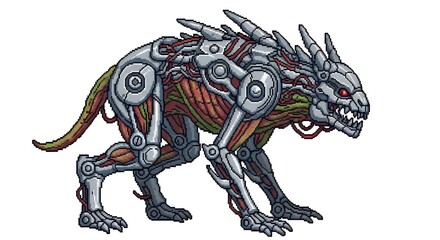 A robotic wolf with advanced mechanical design and a futuristic appearance.