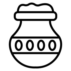 Clay Jar Vector Line Icon Design